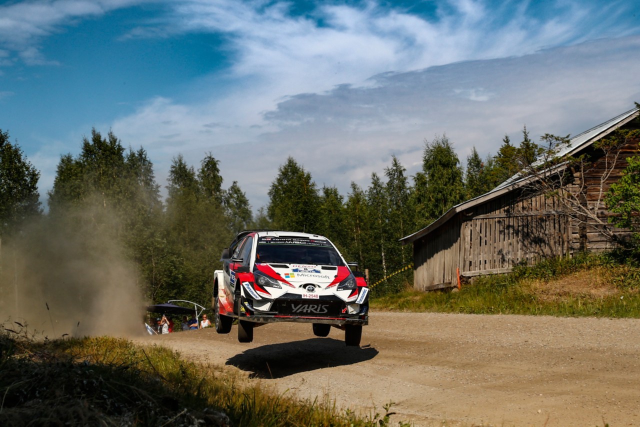 Rally car in mid air